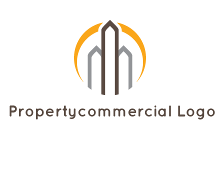 abstract building with circle logo
