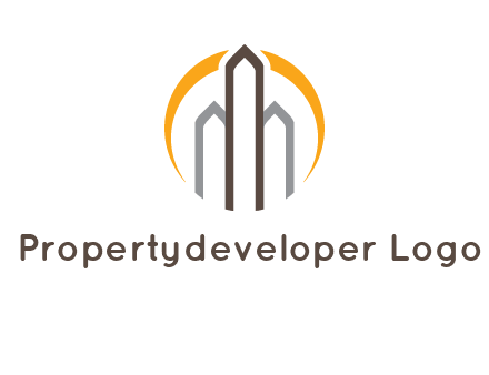 abstract building with circle logo