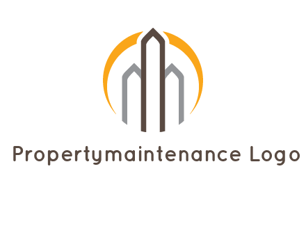 abstract building with circle logo