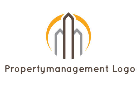 abstract building with circle logo