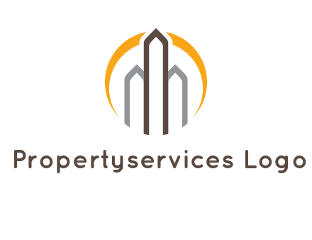 abstract building with circle logo
