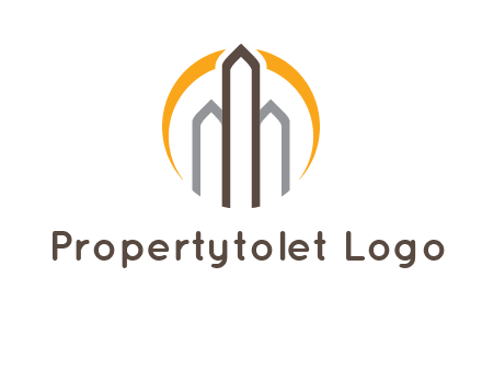 abstract building with circle logo