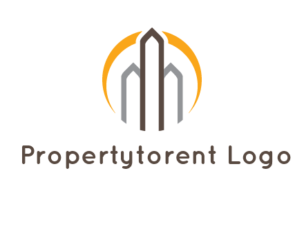 abstract building with circle logo