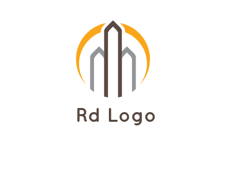 abstract building with circle logo