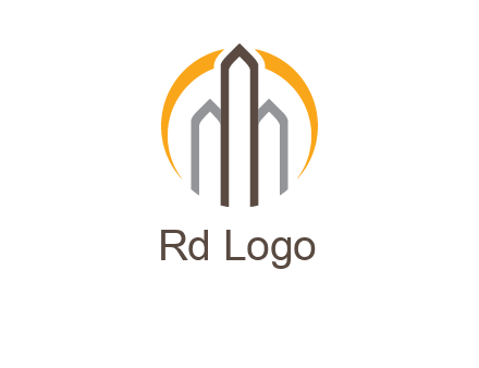 abstract building with circle logo