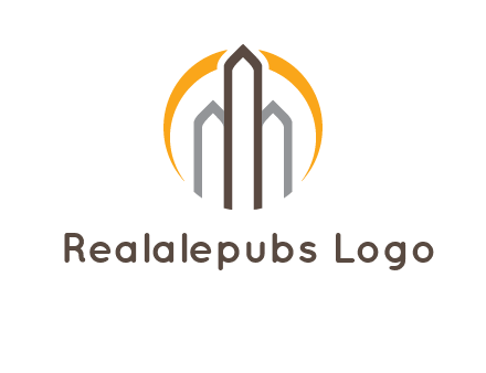 abstract building with circle logo