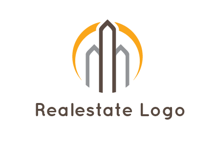 abstract building with circle logo