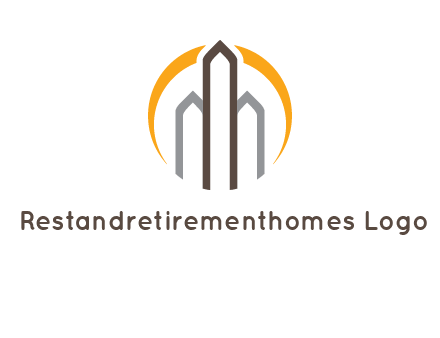 abstract building with circle logo