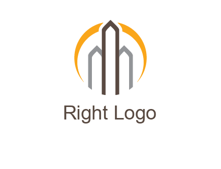 abstract building with circle logo