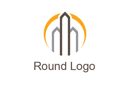 abstract building with circle logo