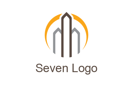 abstract building with circle logo