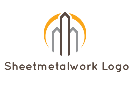 abstract building with circle logo