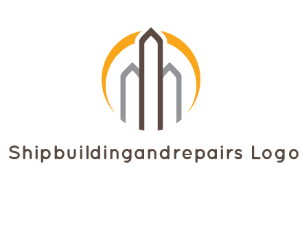 abstract building with circle logo