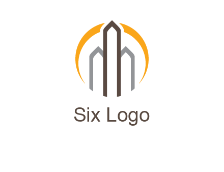 abstract building with circle logo