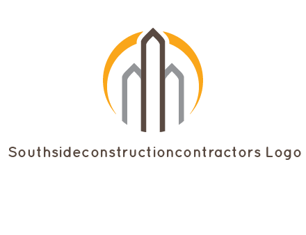 abstract building with circle logo