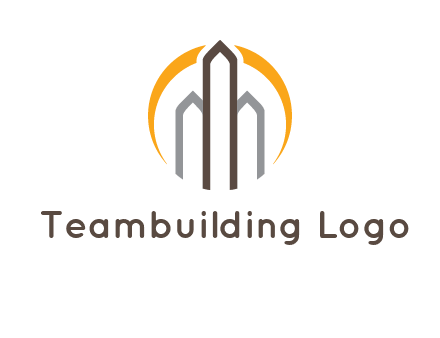 abstract building with circle logo