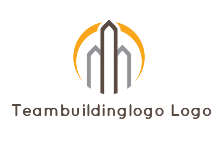 abstract building with circle logo