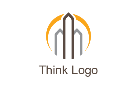 abstract building with circle logo