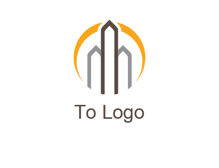 abstract building with circle logo