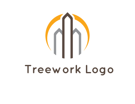 abstract building with circle logo