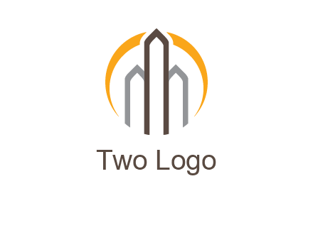abstract building with circle logo