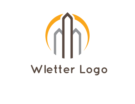 abstract building with circle logo