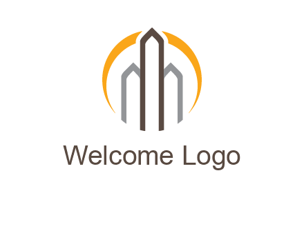 abstract building with circle logo