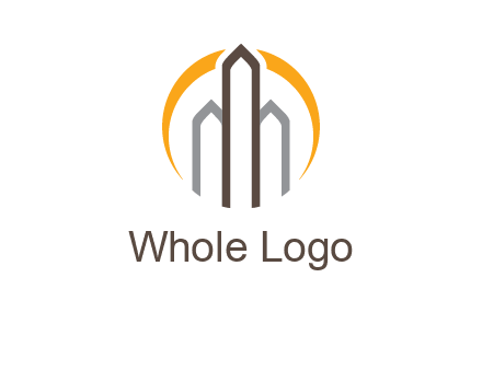 abstract building with circle logo