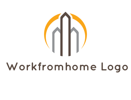 abstract building with circle logo
