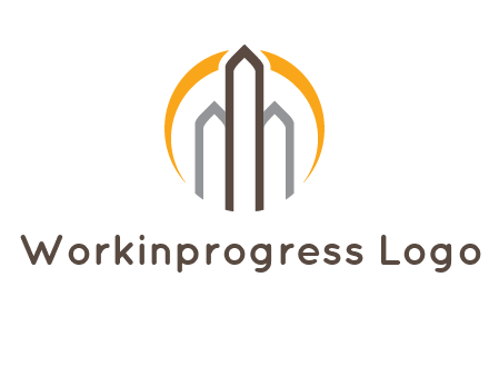 abstract building with circle logo