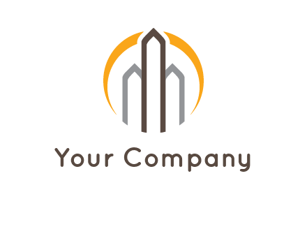 abstract building with circle logo