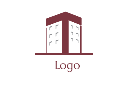 abstract building with arrow logo