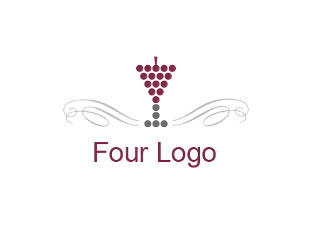 dotted wine glass with ornaments logo