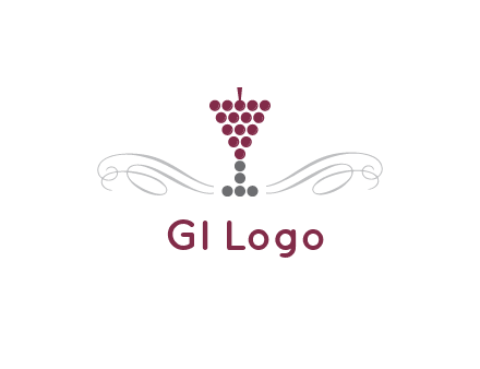 dotted wine glass with ornaments logo