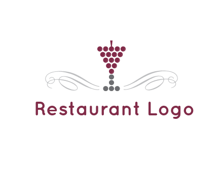 dotted wine glass with ornaments logo