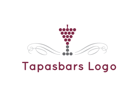 dotted wine glass with ornaments logo