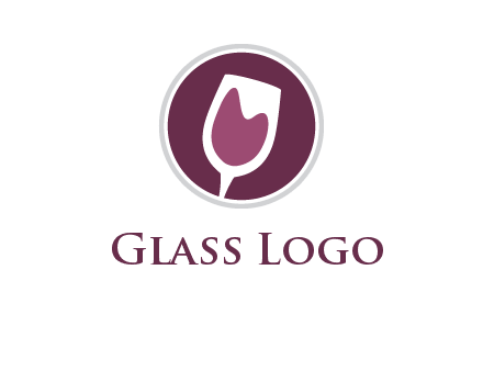 abstract wine glass in circle logo