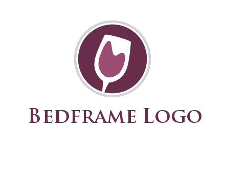 abstract wine glass in circle logo