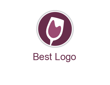 abstract wine glass in circle logo