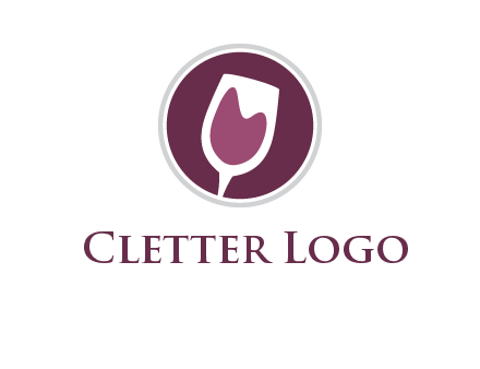 abstract wine glass in circle logo