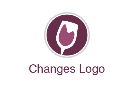 abstract wine glass in circle logo