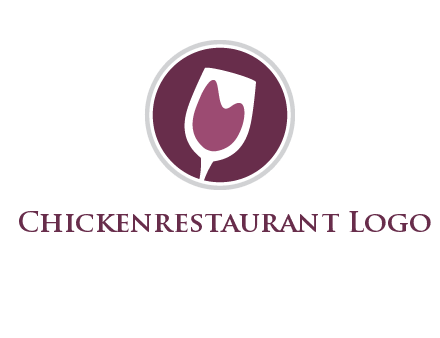 abstract wine glass in circle logo