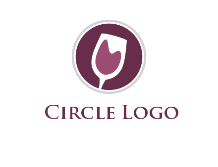 abstract wine glass in circle logo