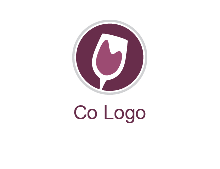 abstract wine glass in circle logo