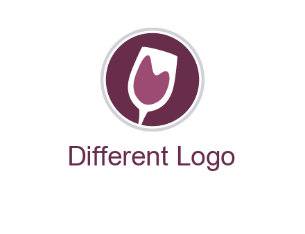 abstract wine glass in circle logo