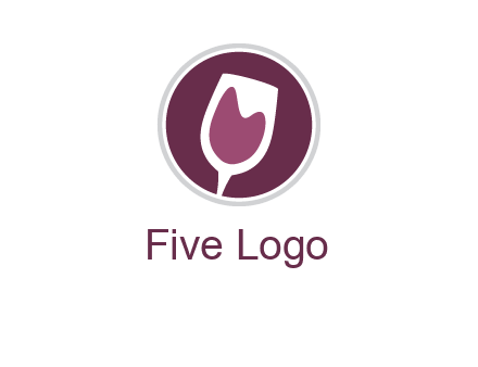 abstract wine glass in circle logo
