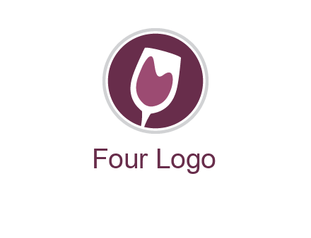 abstract wine glass in circle logo