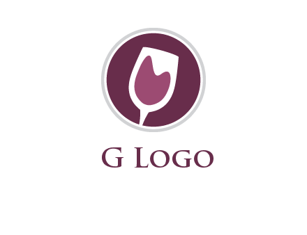 abstract wine glass in circle logo