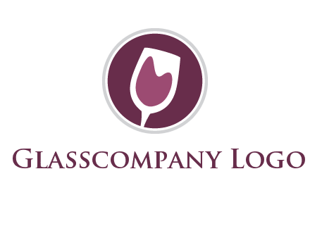 abstract wine glass in circle logo