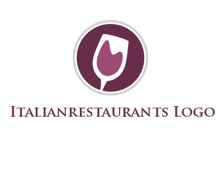 abstract wine glass in circle logo